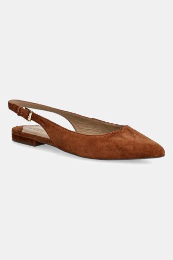 Semišové baleríny Lauren Ralph Lauren Londyn Slbck hnedá farba, s otvorenou pätou, 802967746002