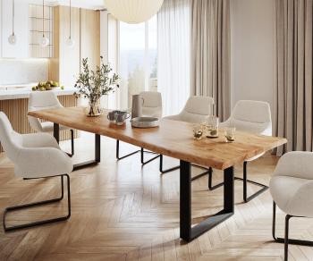 Jedálenský stôl Edge 300x100 XL akácia prírodný kov čierny