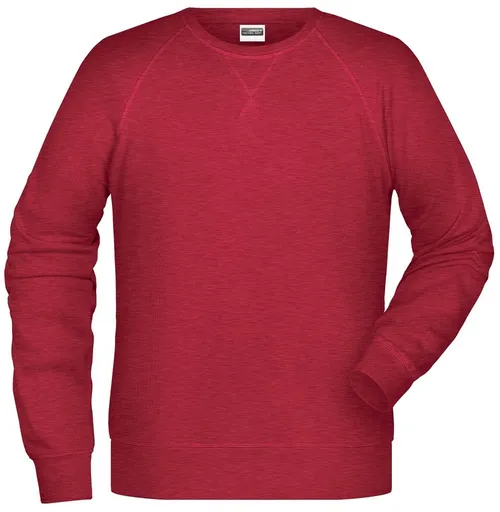 James & Nicholson (Daiber) Pánska mikina bez kapucne z biobavlny 8022 - Karmínový melír | M