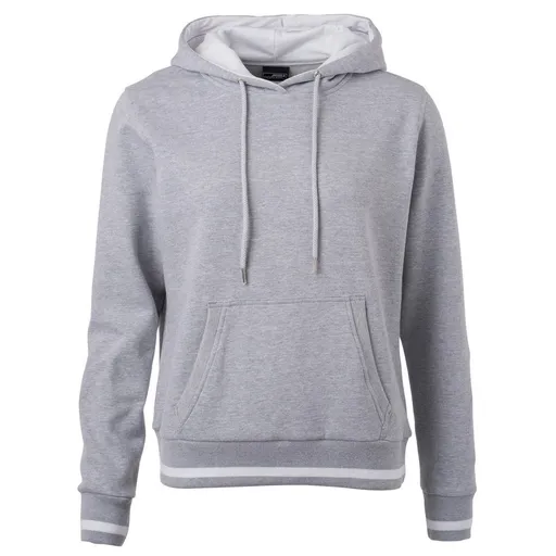 James & Nicholson (Daiber) Dámska mikina s kapucňou Club JN777 - Šedý melír / biela | L