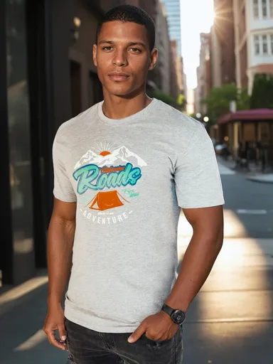 Šedé pánske tričko s potlačou Dstreet RX5401