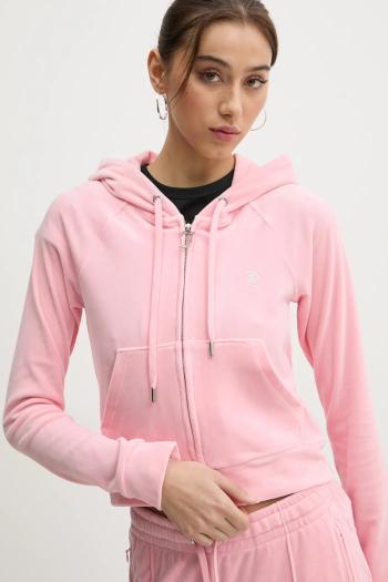 Mikina Juicy Couture dámska, ružová farba, s kapucňou, s nášivkou, JCWA122001