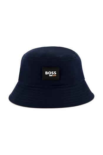 Detský bavlnený klobúk BOSS tmavomodrá farba, bavlnený, J51690