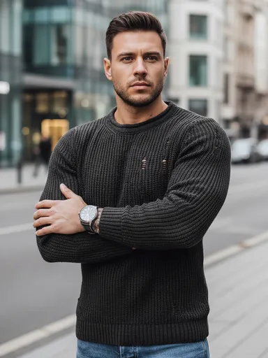 Pánsky štýlový tmavo-sivý sveter