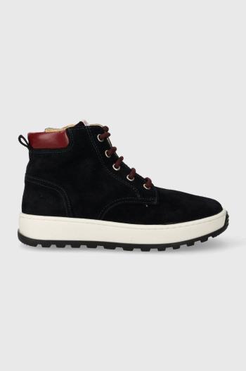 Detské semišové poltopánky Pom D'api FLOW BOOTS tmavomodrá farba