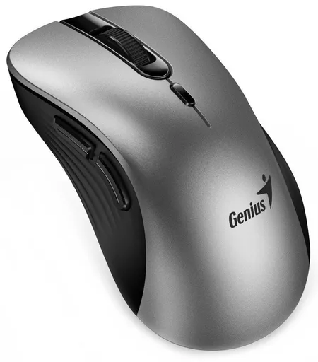Genius Ergo 8100S AI, Myš, bezdrôtová, ergonomická, optická, 1600DPI, 6 tlačidiel, USB, Copilot, tichá, strieborno-šedá