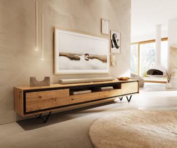 TV stolík Stonegrace 240 cm prírodný dub 2 dvierka 1 priehradka 2