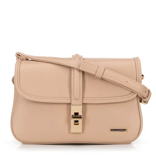 Dámska malá kabelka cez rameno s prackou, béžová 100-4Y-200-9