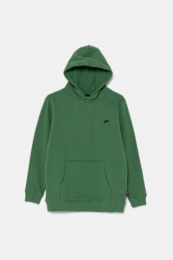 Detská bavlnená mikina Vans SALTON LOOSE zelená farba, s kapucňou, jednofarebná, VN000P5TBR11
