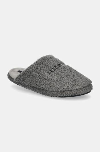 Papuče Tommy Hilfiger HILFIGER WARM CURLY HOUSE SHOE šedá farba, FM0FM05226