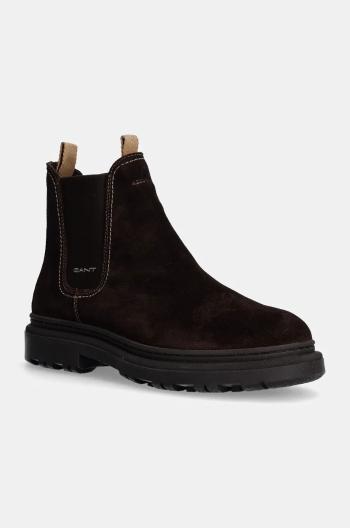 Semišové topánky chelsea Gant Timbly dámske, hnedá farba, na plochom podpätku, 29553800 G46
