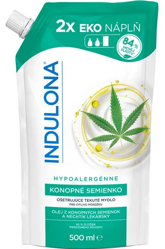 Indulona Tekuté mydlo náhradná náplň Konopné semienko 500 ml
