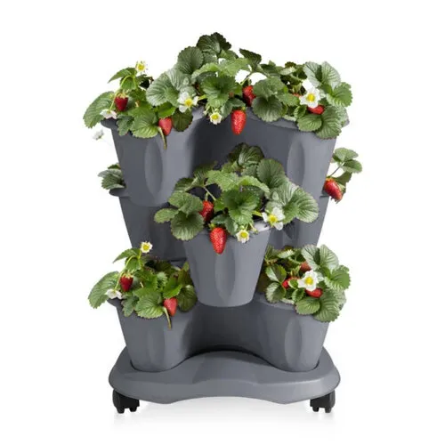 Kvetinová kaskáda na kolieskach Trifoglio sivá, 40 x 51 x 40 cm