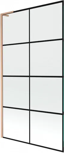 MEXEN/S - Next L vaňová zástena FIX 100 x 150, čierna vzor, meď kartáčovaná 895-100-000-03-77-65