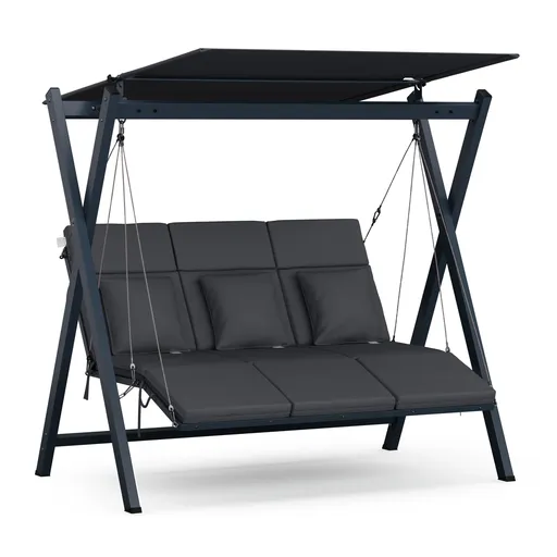 Blumfeldt FlexiSwing, hollywoodska hojdačka, 3-miestna, nastaviteľné operadlo, slnečná strieška, odolná voči poveternostným vplyvom