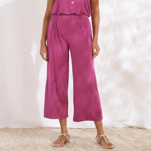 7/8 široké jednofarebné nohavice s pružným pásom