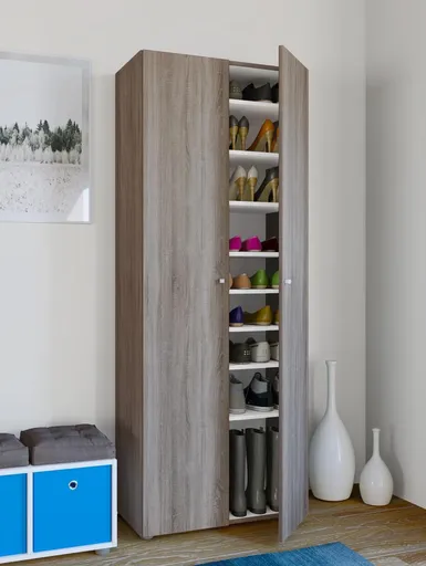 VCM Botník Vandol I s dvířky a 9 policemi, dub sonoma