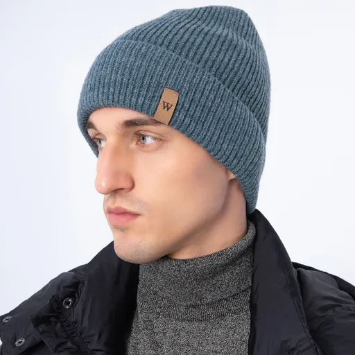 Klasická pánska zimná čiapka z vlny a akrylu s vyhrnutým lemom 97-HF-020-7M