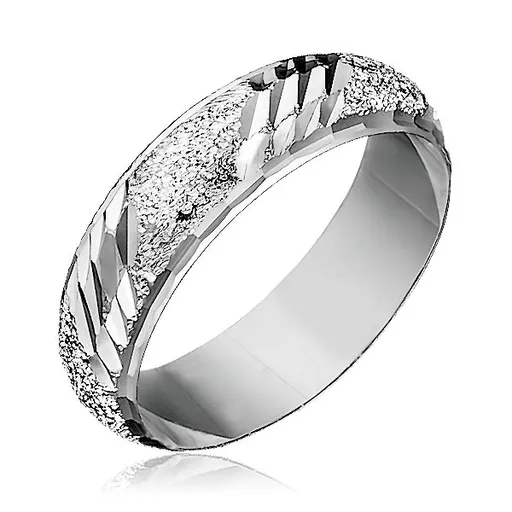Prsteň zo striebra 925 - pieskovaný so šikmými zárezmi - Veľkosť: 55 mm
