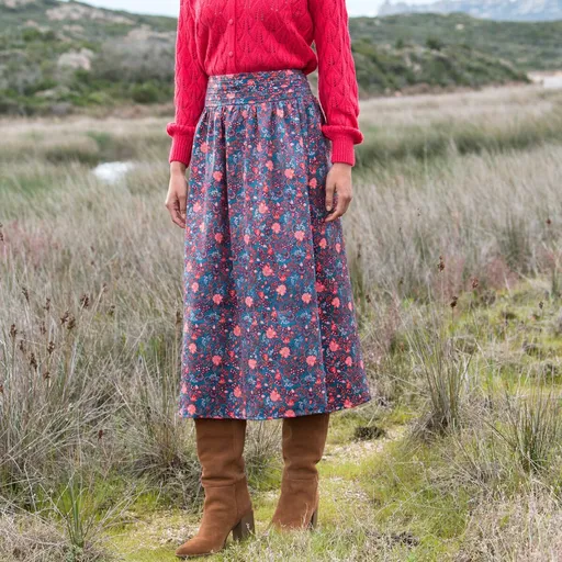 Dlhá sukňa s potlačou, satén