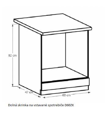 Tempo Kondela Kuchynská linka Provance Provance: Spodná skrinka D60ZK na vstavané spotrebiče  - 60x82x47 cm