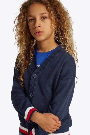 Detský bavlnený kardigan Tommy Hilfiger tmavomodrá farba, KB0KB08891