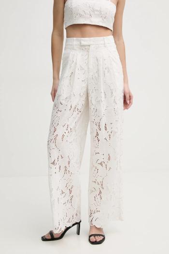 Nohavice ISABELLE BLANCHE dámske, biela farba, široké, vysoký pás, IS25SS-P136-T020