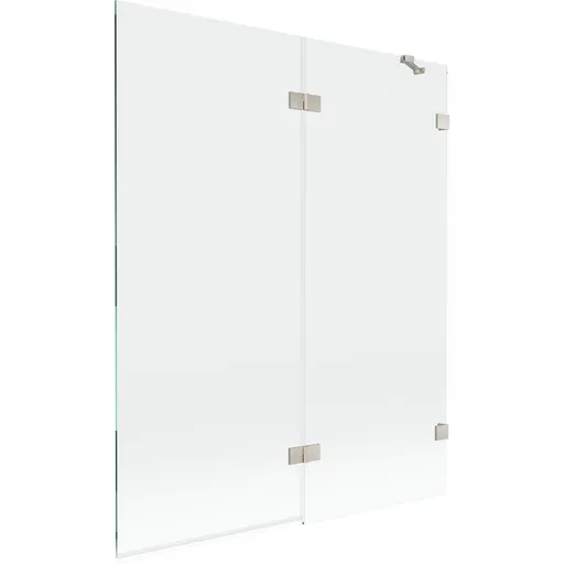 MEXEN/S - Lunar vaňová zástena 2-krídlová pravá 140 x 150, transparent, nikel kartáčovaný 897-140-100-97-00-P