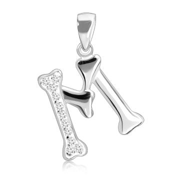 Prívesok zo striebra 925 - monogram M, vykladaný čírymi zirkónmi