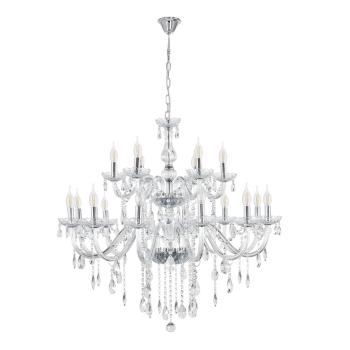 Závesná lampa Cristallo chróm 18x40W E14 priehľadná