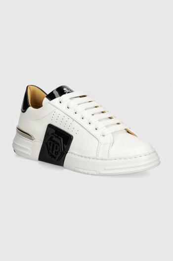 Kožené tenisky Philipp Plein Hexagon Phantom Kicks biela farba, USC0565 PLE025N 01
