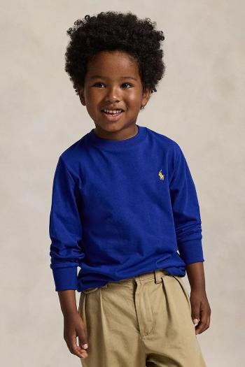 Detská bavlnená košeľa s dlhým rukávom Polo Ralph Lauren modrá farba, jednofarebná, 322854677098