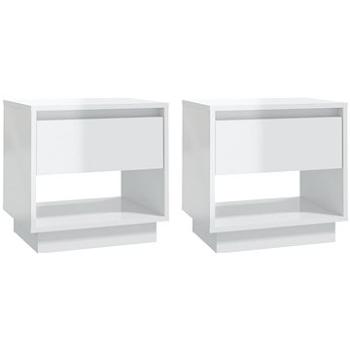 SHUMEE Nočné stolíky 2 ks biele s vysokým leskom 45 × 34 × 44 cm drevotrieska, 809525