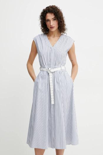 Bavlnené šaty MICHAEL Michael Kors tmavomodrá farba, midi, áčkový strih, MS5830KHJ7