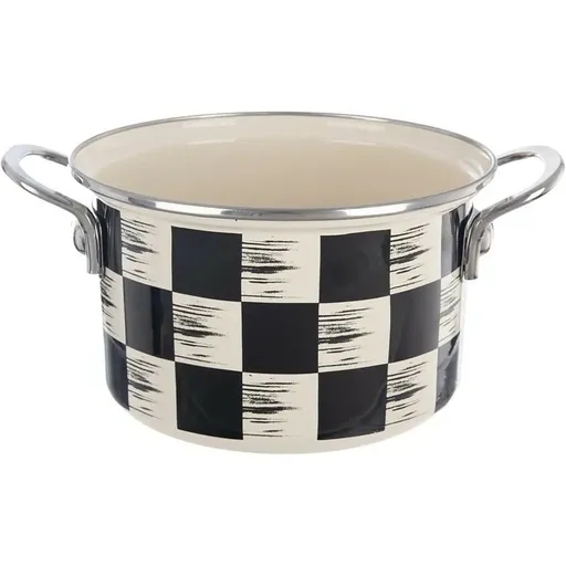 Hrniec smalt ŠACHOVNICA Lem 2 l , pr. 18 cm