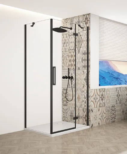 GELCO - TRINITY BLACK štvorcový kút 900x900 pravý, číre sklo, GT5690-90CR-B GT5690-90CR-B