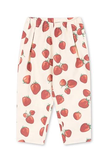 Detské bavlnené nohavice Konges Sløjd FEN PANTS GOTS béžová farba, vzorované, KS102279