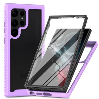 DUAL Obojstranný kryt s fóliou Samsung Galaxy S24 Ultra 5G fialový
