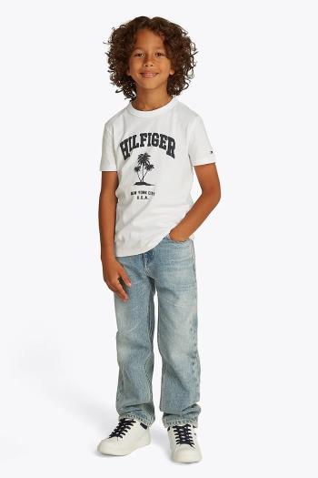 Detské bavlnené tričko Tommy Hilfiger biela farba, s potlačou, KB0KB09649