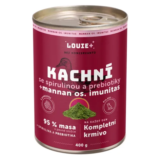 LOUIE Kačacie so spirulinou a prebiotikami konzerva pre psov 400 g