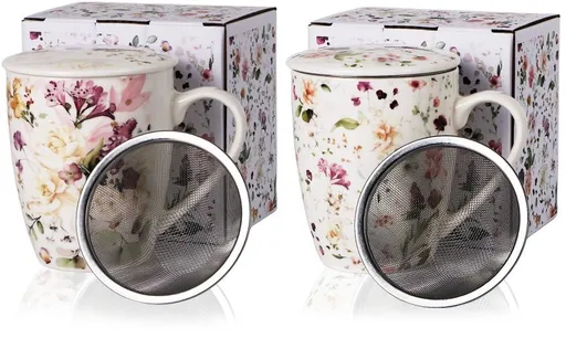 VERONI - Hrnček s čajítkom 360ml Bali rôzne dekory