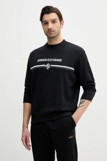 Bavlnená mikina Armani Exchange pánska, tmavomodrá farba, s nášivkou, XM000226 AF12656