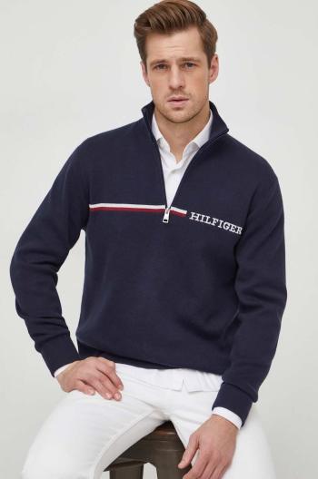 Sveter Tommy Hilfiger pánsky,tmavomodrá farba,s polorolákom,MW0MW33508