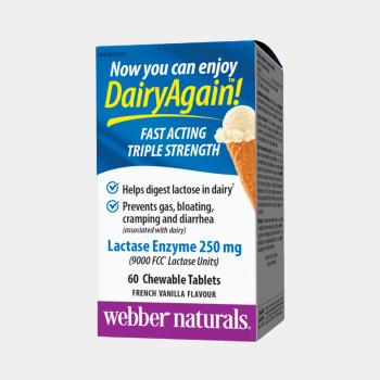 Webber Naturals Laktáza enzýmy v pastilkách 9000 FCC 60 cmuľacích pastiliek