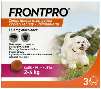 FRONTPRO XS 11mg žuvacie tablety pre psy proti kliešťom a blchám 2–4kg, 3tbl