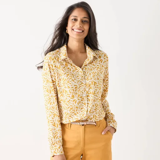 Košeľová blúzka s dvojfarebnou potlačou