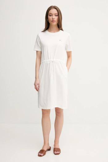 Bavlnené šaty Tommy Hilfiger biela farba, mini, rovný strih, WW0WW45529