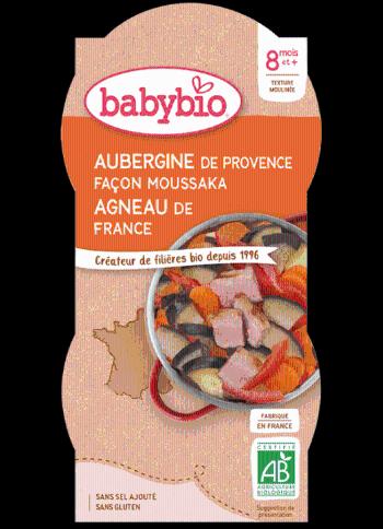 BABYBIO menu baklažán na spôsob Musaky s jahňacím mäsom 2 x 200 g