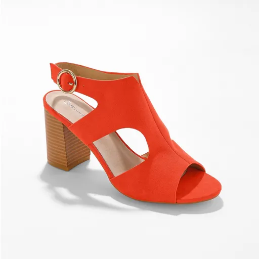 Sandále na podpätku s dreveným vzhľadom