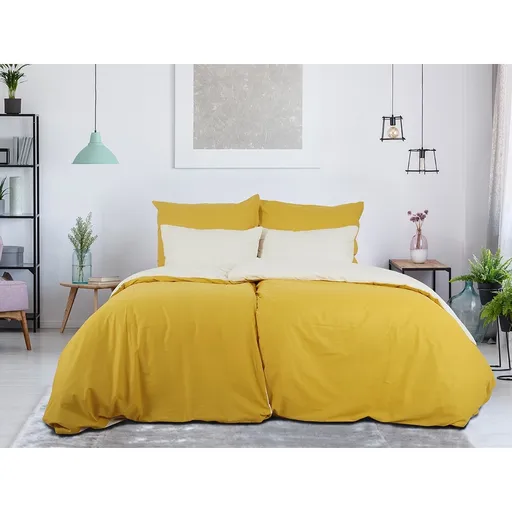 B.E.S. Petrovice Bavlnené obliečky Double face horčicová/kávová